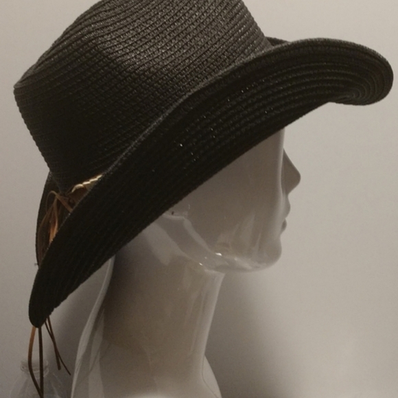 Unisex Straw Weave Western Beach Sun Hat Cowrie Cowry Shells Tassels Black Boho - Picture 6 of 14